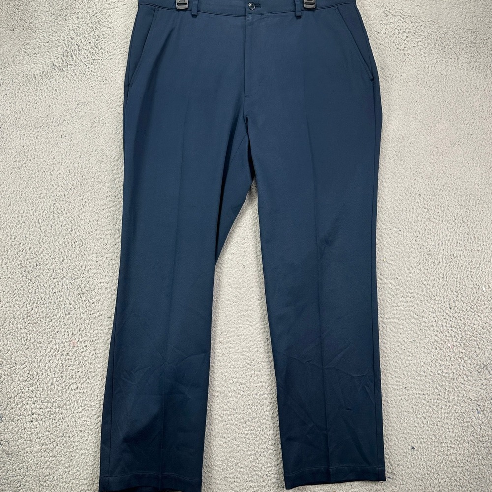 Greg Norman Mens Chino Golf Pants 36X30 Navy Blue Flat Front Stretch Performance